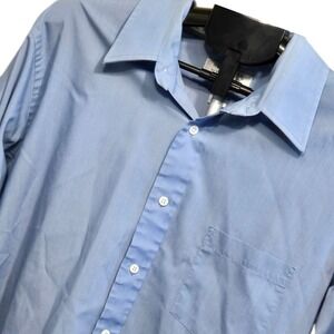Hennessy by Van Heusen Blue‎ Button Down Shirt 17 34/35  Long Sleeve